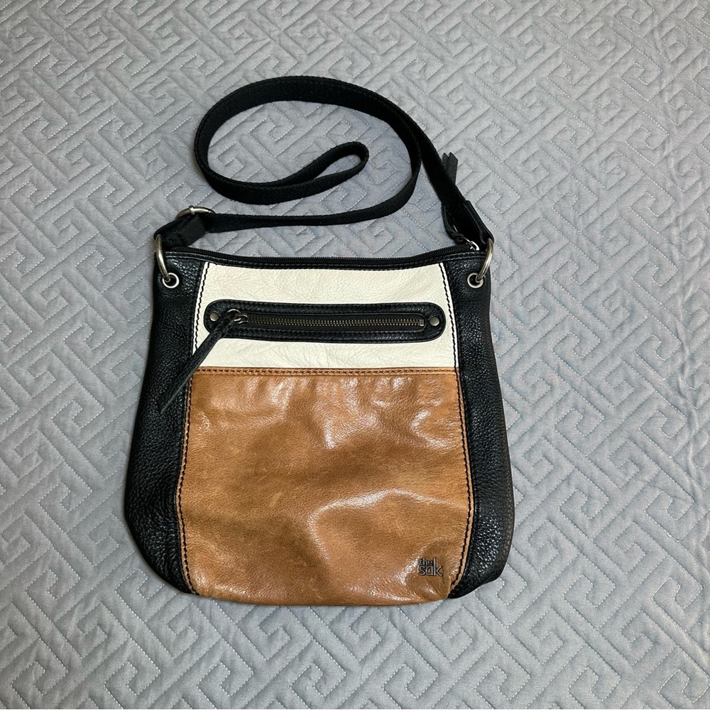 The Sak Leather Crossbody Bag - Black, White & Brown - Picture 2 of 7
